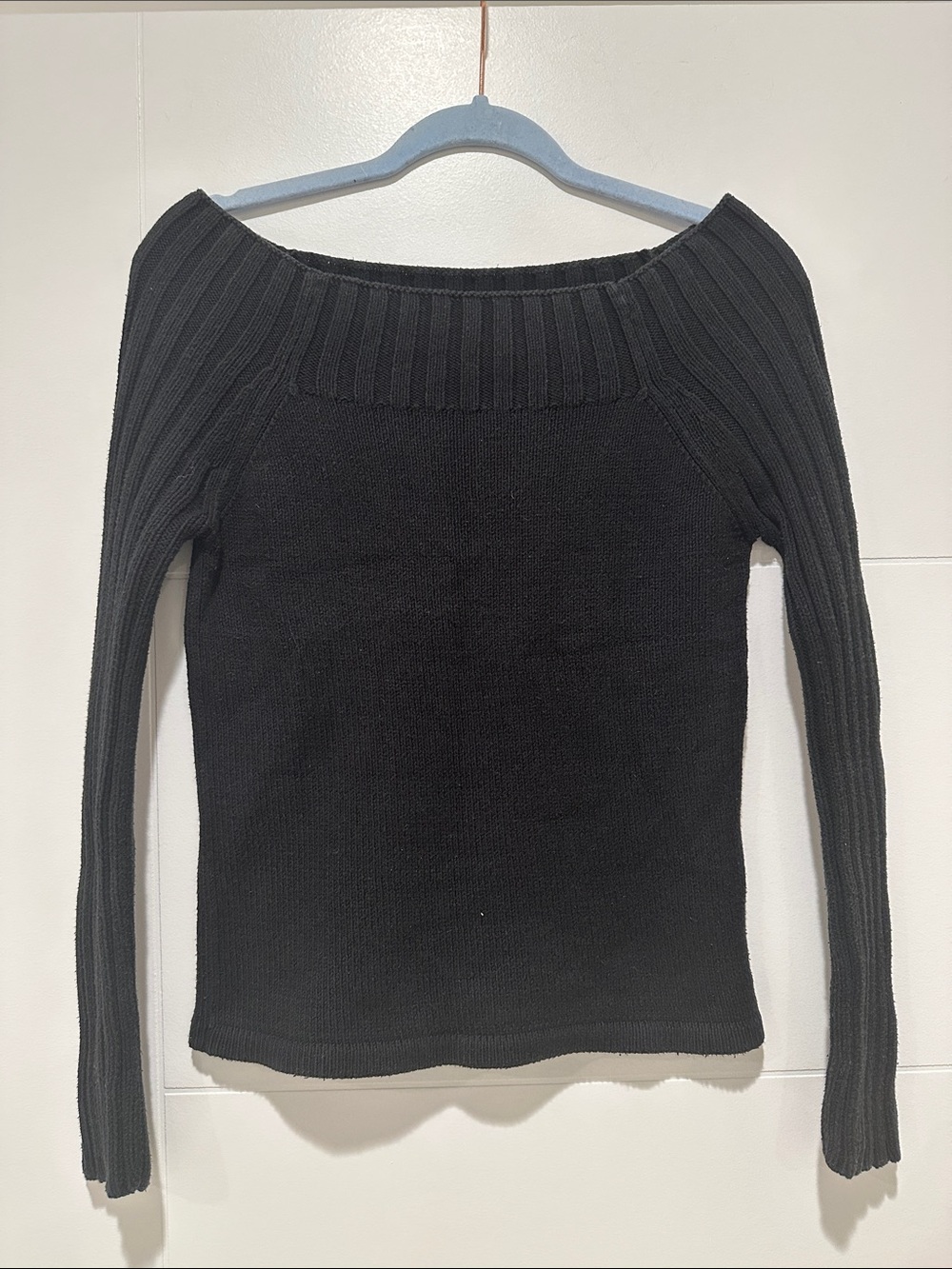 Wet Seal Black Off-the-Shoulder Ribbed Knit Sweater